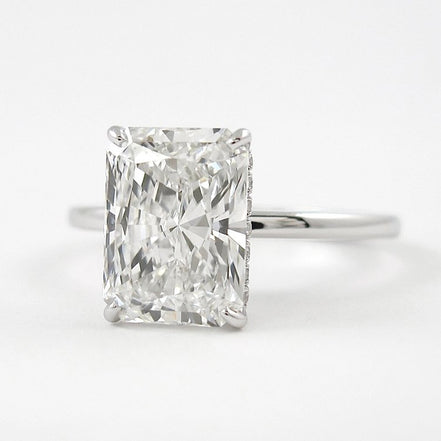 D Color Radiant Cut Moissanite Hidden Halo Engagement Ring