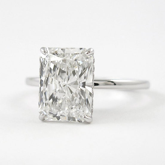 D Color Radiant Cut Moissanite Hidden Halo Engagement Ring