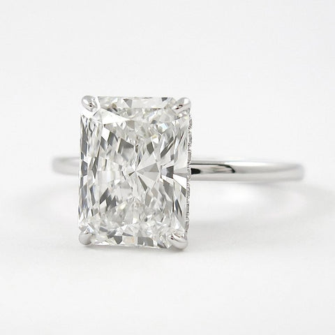 D Color Radiant Cut Moissanite Hidden Halo Engagement Ring