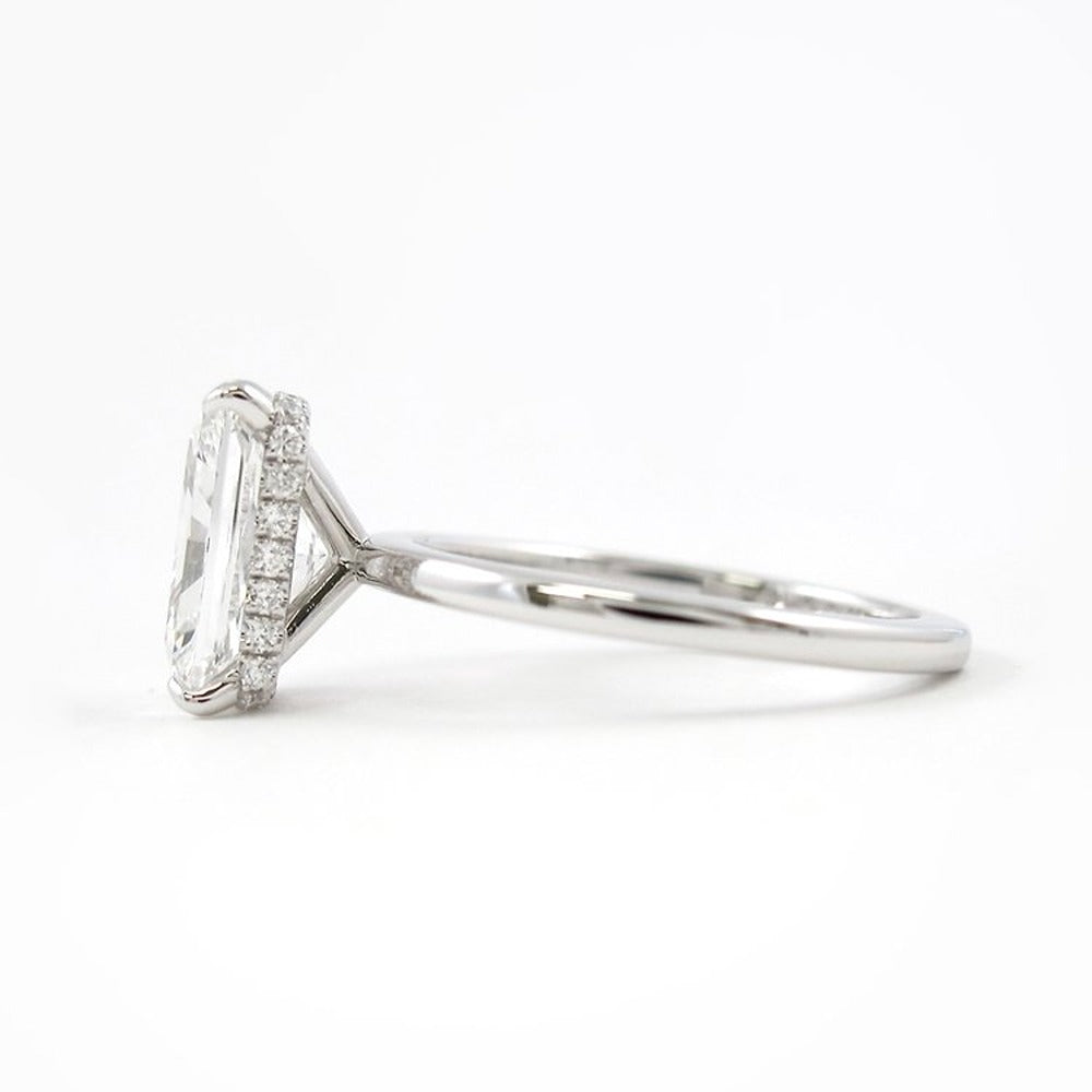 D Color Radiant Cut Moissanite Hidden Halo Engagement Ring