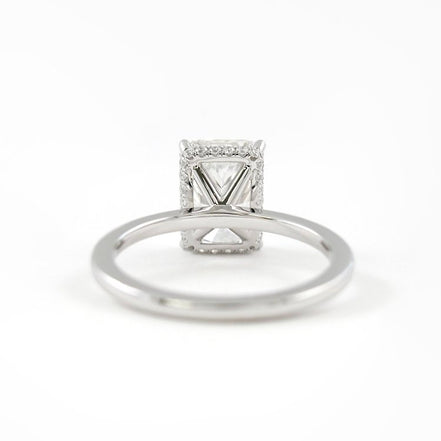 D Color Radiant Cut Moissanite Hidden Halo Engagement Ring