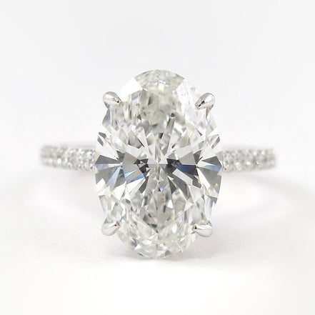 Moissanite Hidden Halo Oval Cut Engagement Ring For Women