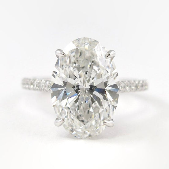 Moissanite Hidden Halo Oval Cut Engagement Ring For Women