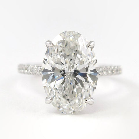 Moissanite Hidden Halo Oval Cut Engagement Ring For Women