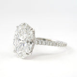 Moissanite Hidden Halo Oval Cut Engagement Ring For Women