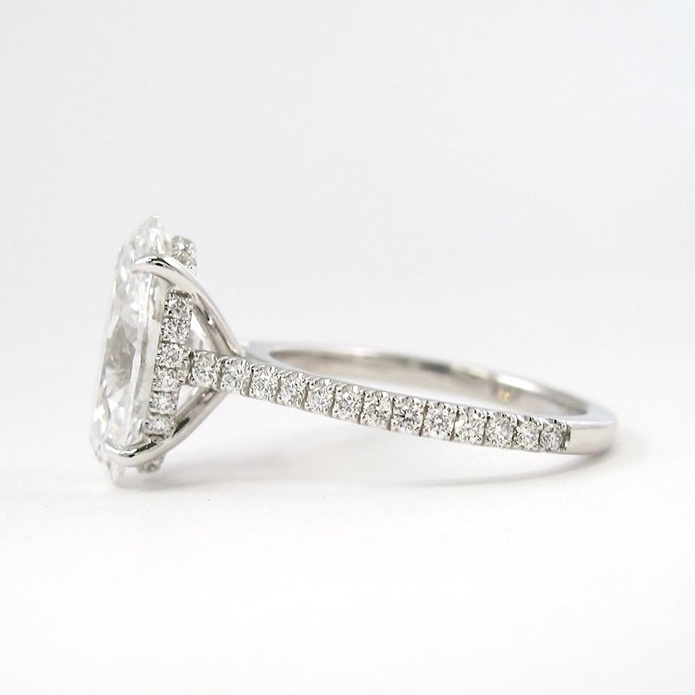 Moissanite Hidden Halo Oval Cut Engagement Ring For Women