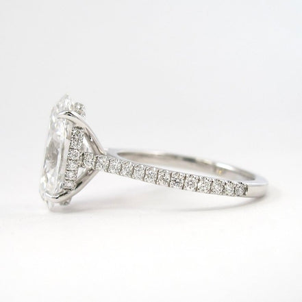Moissanite Hidden Halo Oval Cut Engagement Ring For Women