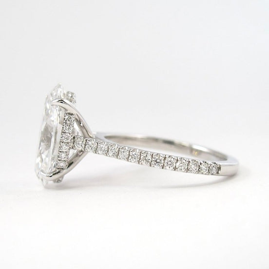 Moissanite Hidden Halo Oval Cut Engagement Ring For Women