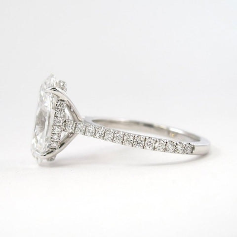 Moissanite Hidden Halo Oval Cut Engagement Ring For Women