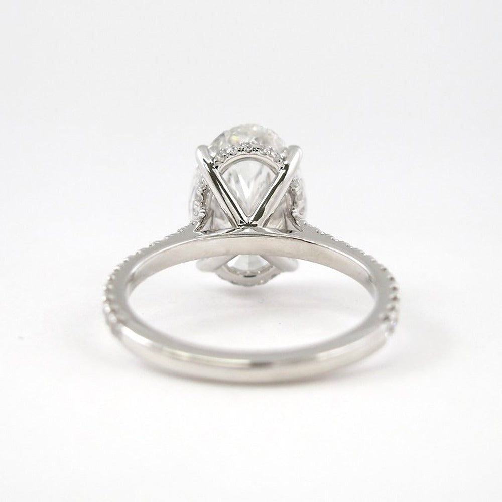 Moissanite Hidden Halo Oval Cut Engagement Ring For Women