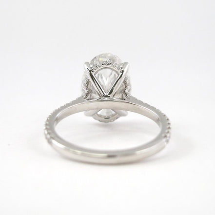 Moissanite Hidden Halo Oval Cut Engagement Ring For Women