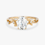 Oval Cut Moissnaite Leafy White Gold Ring Set For Women