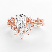 Oval Cut Art Deco Moissanite Wedding Ring Set For Women