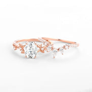 Oval Cut Art Deco Moissanite Wedding Ring Set For Women