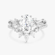 Oval Cut Art Deco Moissanite Wedding Ring Set For Women