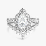 Vintage Pear Cut Moissanite Wedding Ring Set