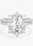 Moissanite Oval Cut Floral Halo Ring Set For Women