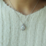 Double Halo Pear Cut Moissanite Diamond Pendant For Her