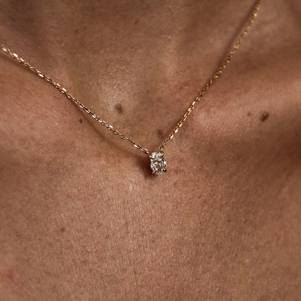 Solitaire Oval Cut Lab Created Claw Prong Pendant Christmas Gift