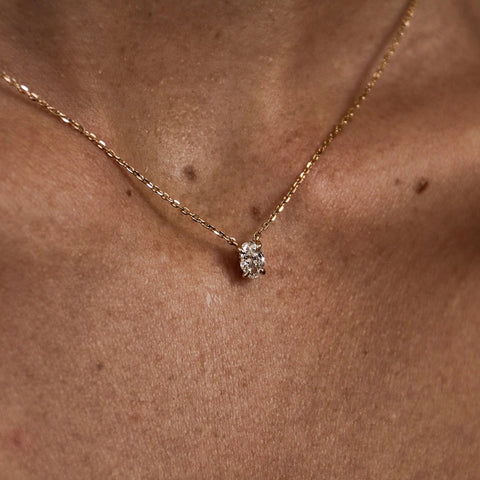 Solitaire Oval Cut Lab Created Claw Prong Pendant Christmas Gift