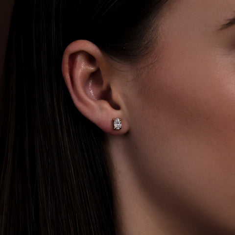 Moissanite Oval Cut Solitaire Stud Earring For Girls