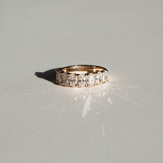 Seven Stone Moissnaite Oval Cut Wedding Band For Women
