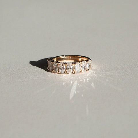 Seven Stone Moissnaite Oval Cut Wedding Band For Women