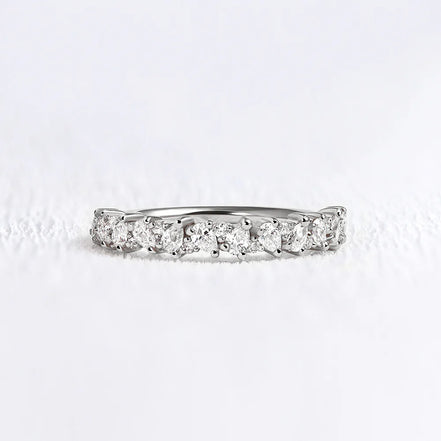 Pear & Round Cut Moissanite Half Eternity Wedding Ring