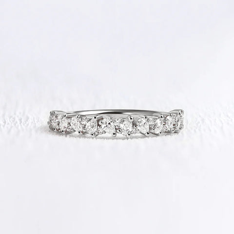 Pear & Round Cut Moissanite Half Eternity Wedding Ring