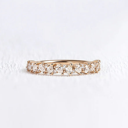 Pear & Round Cut Moissanite Half Eternity Wedding Ring
