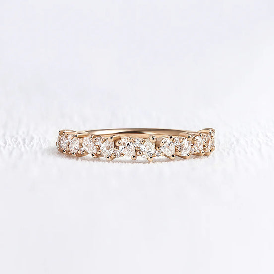Pear & Round Cut Moissanite Half Eternity Wedding Ring