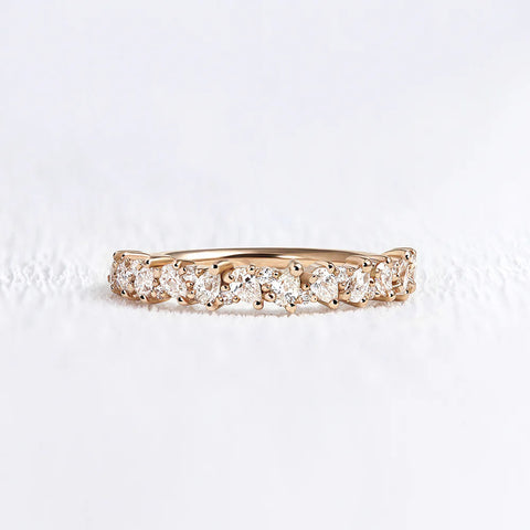 Pear & Round Cut Moissanite Half Eternity Wedding Ring