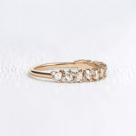 Pear & Round Cut Moissanite Half Eternity Wedding Ring