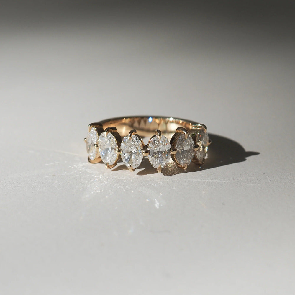 Oval Cut Six Stone D Color Moissnaite Diamond Band