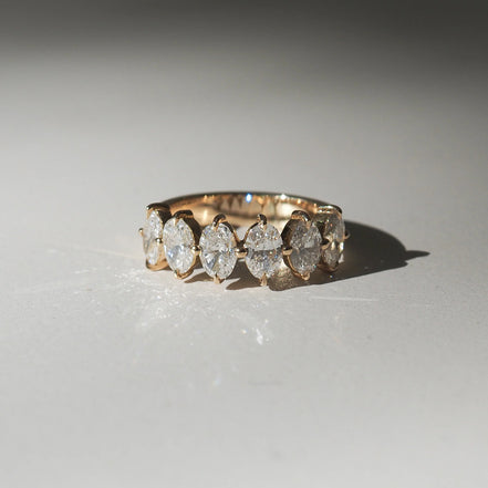 Oval Cut Six Stone D Color Moissnaite Diamond Band