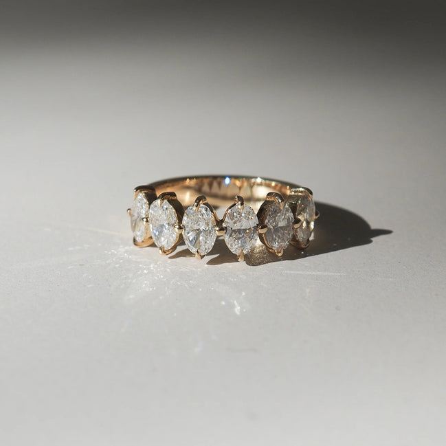 Oval Cut Six Stone D Color Moissnaite Diamond Band