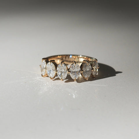 Oval Cut Six Stone D Color Moissnaite Diamond Band