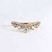 Round Cut Curved Style Unique Moissanite Wedding Band