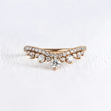 Round Cut Curved Style Unique Moissanite Wedding Band