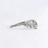 Round Cut Curved Style Unique Moissanite Wedding Band