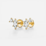 Marquise & Round Cut Two Stone Moissnaite Fancy Stud Earring