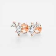 Marquise & Round Cut Two Stone Moissnaite Fancy Stud Earring