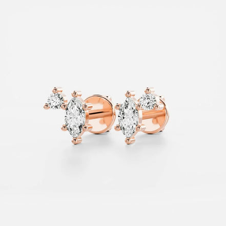 Marquise & Round Cut Two Stone Moissnaite Fancy Stud Earring