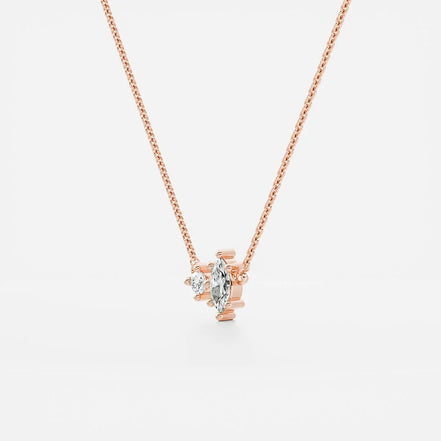 D Color Moissanite Marquise & Round Cut Toi Et Moi Fancy Pendant