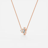 D Color Moissanite Marquise & Round Cut Toi Et Moi Fancy Pendant