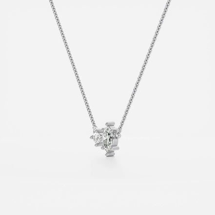 D Color Moissanite Marquise & Round Cut Toi Et Moi Fancy Pendant
