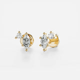 Marquise & Round Cut Two Stone Moissnaite Fancy Stud Earring