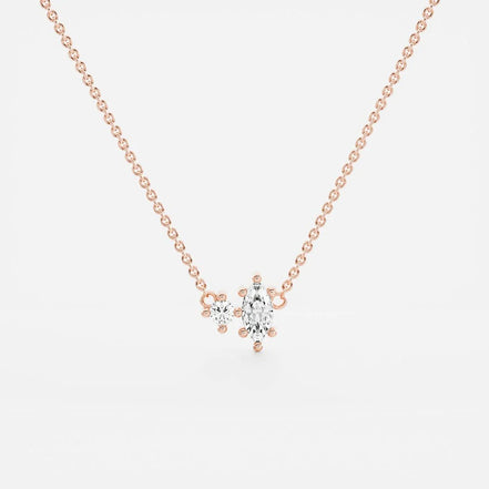 D Color Moissanite Marquise & Round Cut Toi Et Moi Fancy Pendant