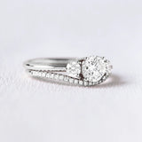 Three Stone Round Cut Moissanite Wedding Ring Set