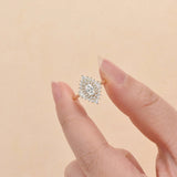 Oval Cut Moissanite Floral Halo Engagement Ring